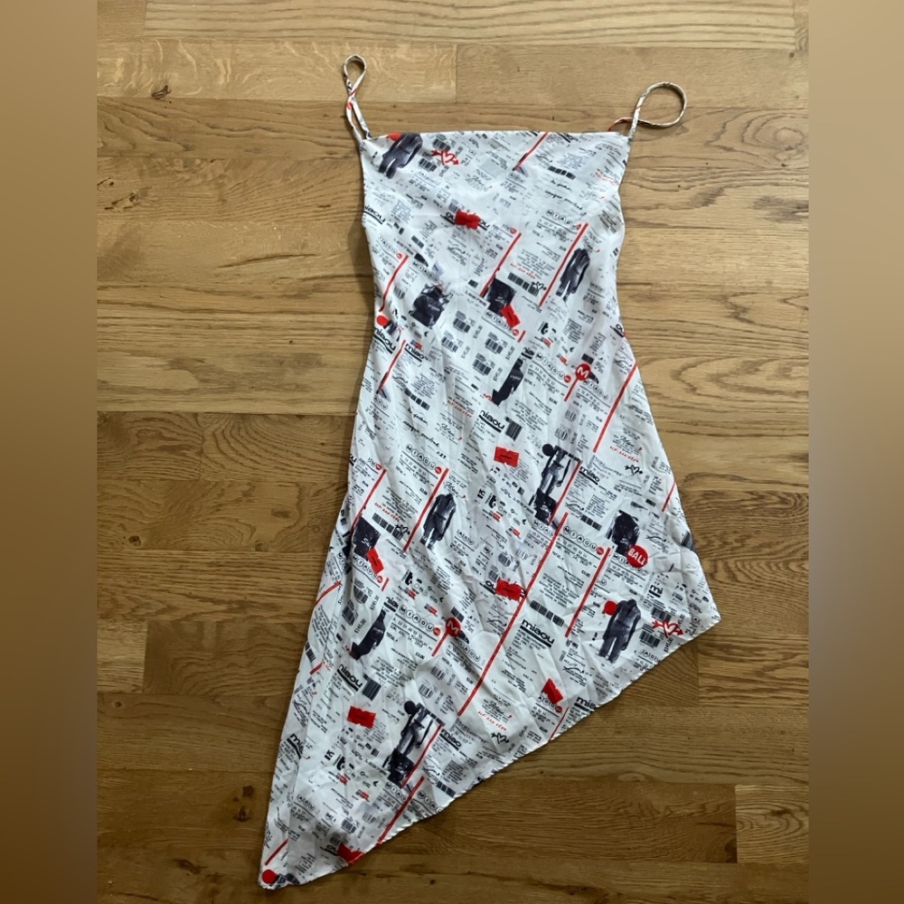 Miaou Helga Asymmetrical Newspaper Print Dress - Picture 2 of 3